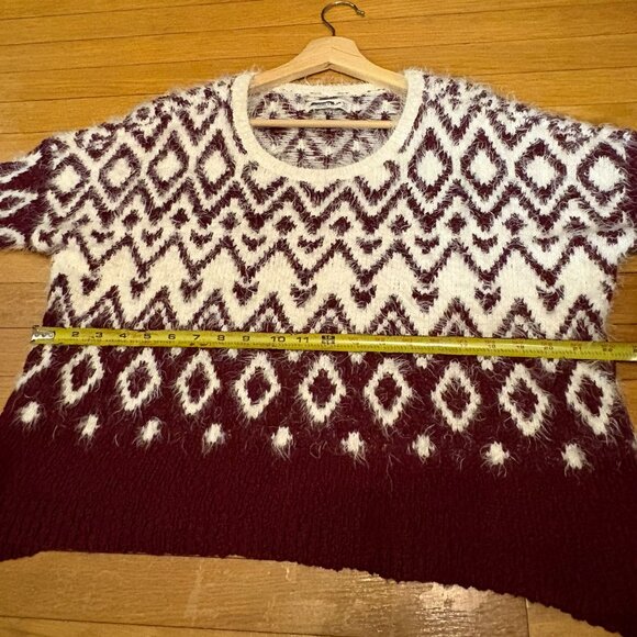 Abercrombie & Fitch Maroon Vintage Y2K Fair Isle Cozy Sweater Medium Apres Ski - Picture 7 of 7